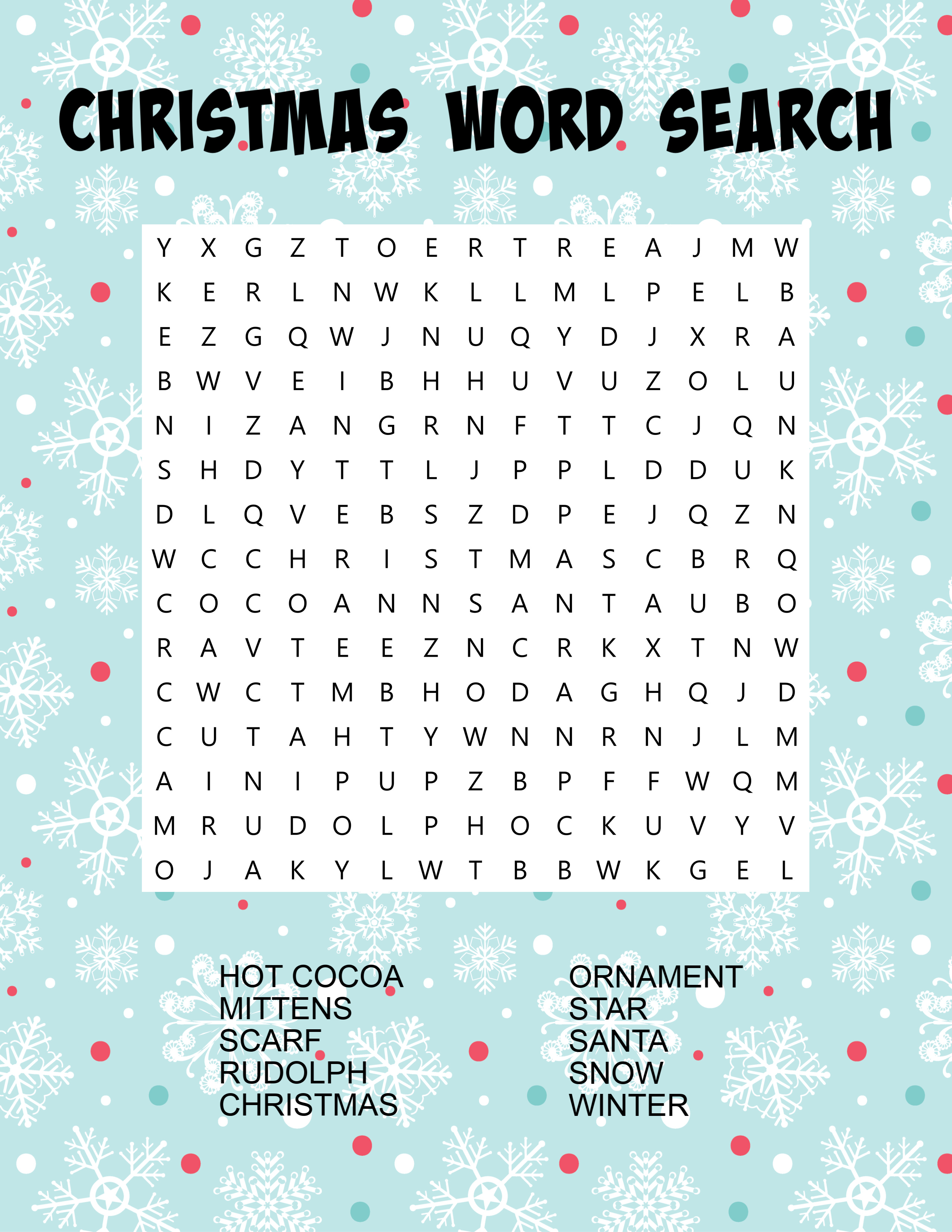 christmas word search free printable fun for kids - my uncommon